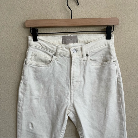 Everlane The Kick Crop Jean High Rise Raw Hem Bone White 24 Regular - Picture 7 of 13